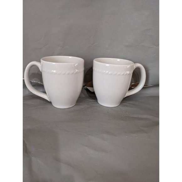 PIER 1Imports Bianca white ironstone coffee  mug cup set of 2 12 ooz - Picture 6 of 9